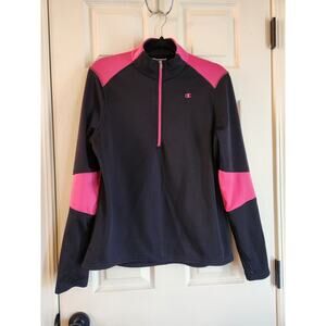 Champion Powertrain Half Zip Pink Black Pullover Size Large